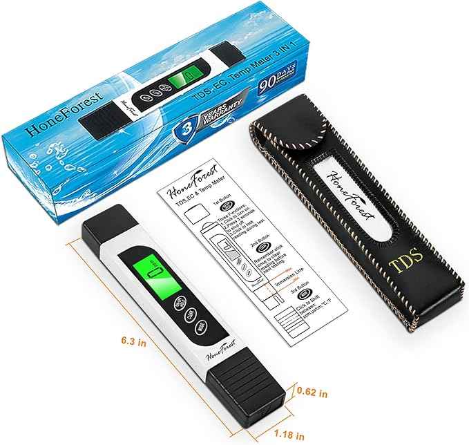 TDS Meter, Digital Water Tester - Accurate and Reliable, Measures TDS, EC & Temperature (°F/°C), 0-9990ppm, Water Test Meter for Drinking Water, RO/DI System, Aquariums, etc