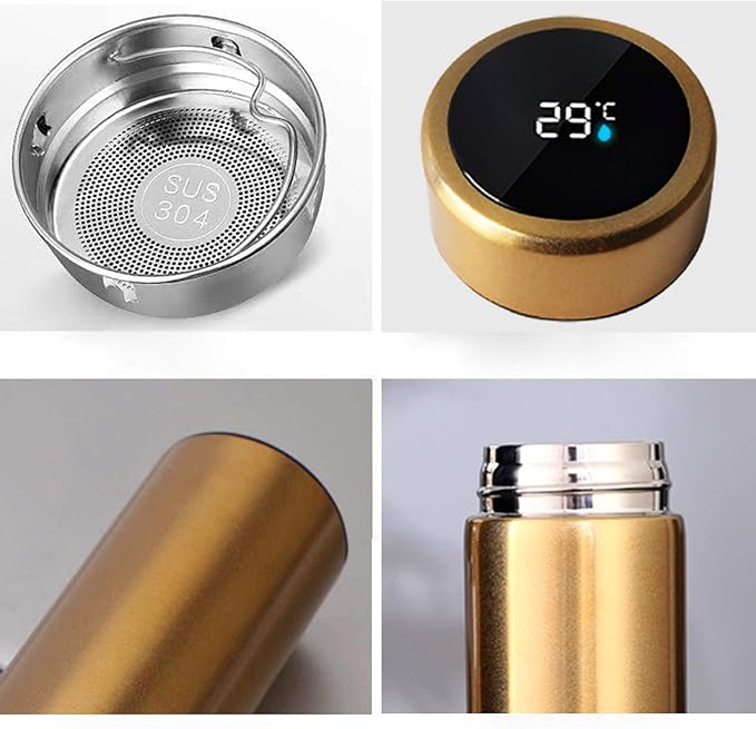 Water Bottle with LED Temperature Display,Double Walled Vacuum Insulated Water Bottle,Stainless Steel Sports AutomotiveTravel Mug,BPA-free Leak Proof Keep Cold and Keep Warm 12H