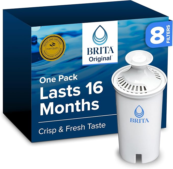 Brita Standard Water Filter for Pitchers and Dispensers, BPA-Free, Reduces Copper, Cadmium and Mercury Impurities, Lasts Two Months or 40 Gallons, Includes 2 Filters