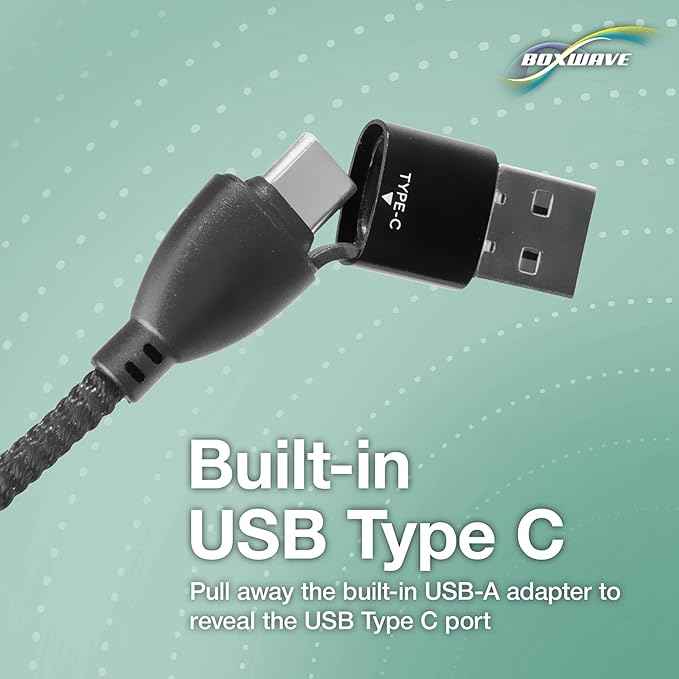BoxWave Cable Compatible with LARQ Bottle PureVis 17 oz - MagnetoSnap PD AllCharge Cable (100W), Magnet Charging Braided USB Type-C Micro - Jet Black