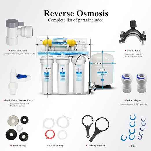 Geekpure 6-Stage Reverse Osmosis Drinking Water System with Mineral Remineralization Filter-75 GPD