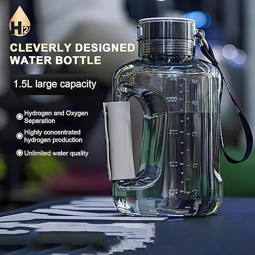 Hydrogen Water Bottle Generator 1.5L High-Capacity, USB Portable Hydrogen Water Machine, Hydrogen Water Ionizer Cup, Sports Water Bottle with SPE/PEM Technology (White)