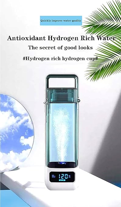 Portable Hydrogen Rich Water Cup, New Technology Hydrogen Water Bottle, USB Rechargeable Electrolysis Glass Health Cup, Up to 1000-1350PPB