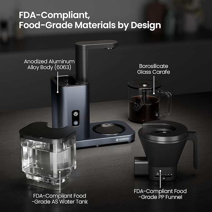 Kismile 8 Cup Drip Coffee Maker Machine, Pour Over Coffee Brew with 3s Instant Heat 197-205℉, Removable Water Tank, Adjustable Flow Control, Deep Cold Brew & Keep Warm 40 Min, Easy to Clean(Blue)