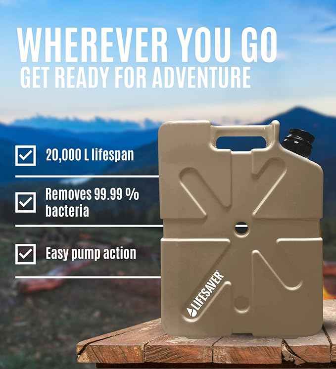 Lifesaver Jerrycan Water Purifier - Military Spec, Heavy Duty Water Purifier for Overlanding, Camping, Hiking, Emergency Preparedness and Survival Kit
