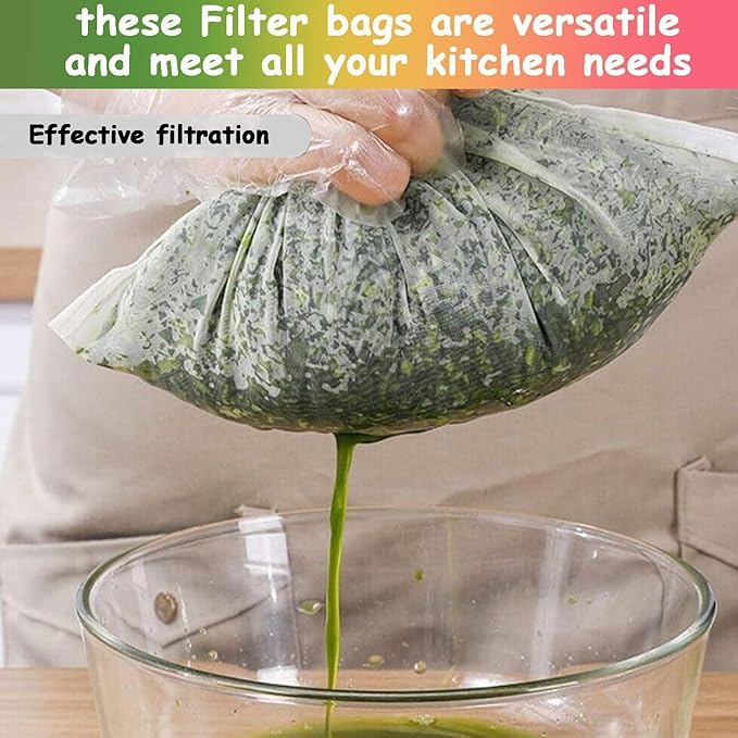 8pcs Nylon Nut Milk Bag 8×12 Inches Fine 200 Micron Cheese Cloth Filter Bag Multiple Usage Reusable Food Strainer Professional Cold Brew Filter for Kitchen Straining Juice Coffee Yogurt Tea