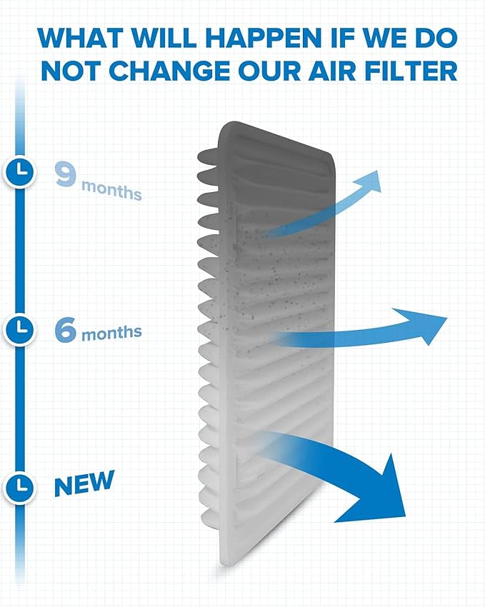 PHILTOP Engine Air Filter, EAF051 (CA10163) Replacement for Tacoma L4 (2005-2021), Improve Engine Performance