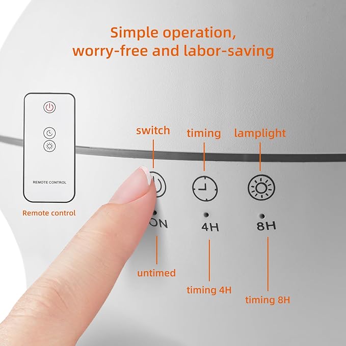 Essential Oil Diffuser 350ML Flame Diffuser Aromatherapy Humidifier, Remote & 7-Color Lights, Cool Mist Humidifier for Home Bedroom, Office, Hotel (White)