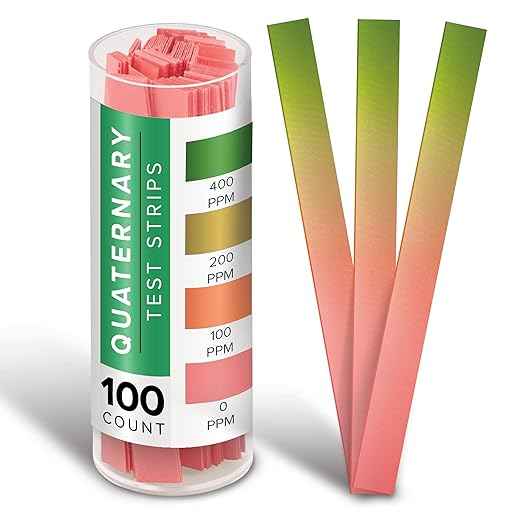 100 Count Quaternary Test Strips for Restaurant Supplies, Bulk Easy to Read Water Test Strips, Quick Result Quaternary Test Kit for Pools, Restaurants, Food Service