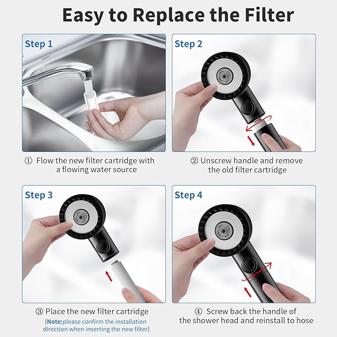 Shower Filter for Handheld Shower Head, 2 Pack Replacement Filters for Hard Water Remove Chlorine and Harmful Substances,Water Softener Filter Beads - Reduces Dry Itchy Skin