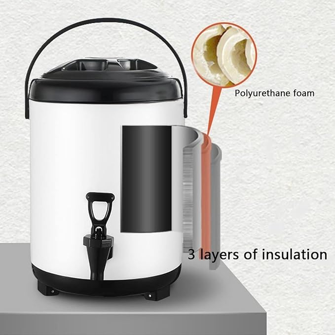 Urn Boiler Hot and Cold Water Dispenser Stainless Steel Tea Hot Water Bottle with Faucet Portable Handle Large Capacity Sealing (D 12L)