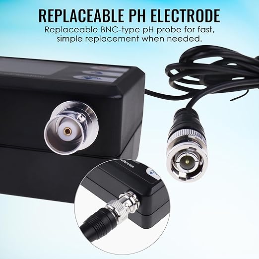 Digital pH & Temperature Water Monitor with Large LCD Display, Replaceable Probe, ATC Function, Wall Mount Design for Aquarium, Pool, Spa, and Hydroponics