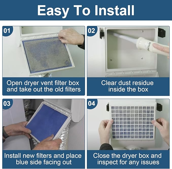Dryer Filter Replacement for Better Vent Indoor Dryer Vent,Polyester Dryer Lint Filter,Universal Lint Trap Pad,12 Pack - AquaVibe