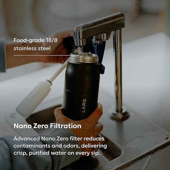 LARQ PureVis 2 Self Cleaning Water Bottle - UV Water Purifier with Filter Straw, Smart App Hydration Tracking, Insulated Stainless Steel