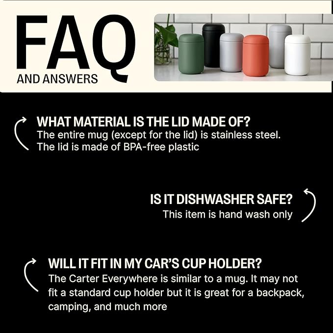 Fellow 16 oz Carter Wide Travel Mug - Wide Mouth Vacuum-Insulated Stainless Steel - Tea and Coffee Tumbler - Travel Coffee Mug with Ceramic Interior - Matte White