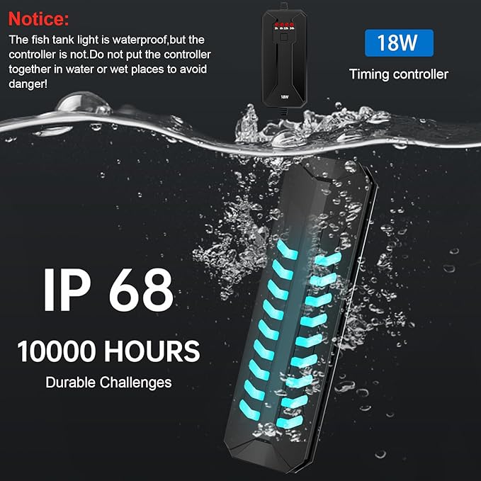 Aquarium Clean Light，15W&18W&22W Submersible Light with Timer,Double Tube Aquarium Water Clean Green Clear Waterproof Clean Lamp for Pond,Swimming Pool (18W)