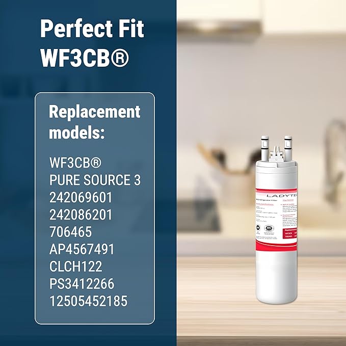 Filter Relacement Compatible With Frigidaire WF3CB, Pure Source 3, WF425, 706465, 242069601, 242086201, 242017800, Height 9 inches (3 Pack)