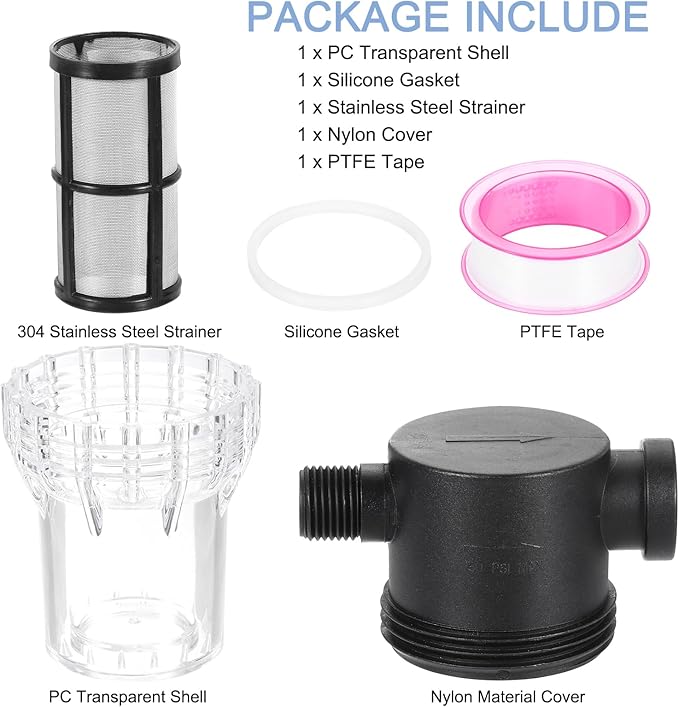uxcell Pressure Washer Filter 1" NPT Female Thread, Inline Mesh Strainer Attachment, Inlet/Outlet Pipe Strainer, Stainless Steel Screen with Sealant Tape (Size:100 Mesh) - AquaVibe