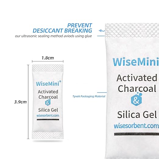 500Pcs 0.5g Desiccant Deodorizer Sachet, High Absorption Capacity for Moisture & Odor, Food Safe Silica Gel & Coconut Shell Activated Carbon Packs for Storage