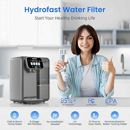 C100 Reverse Osmosis Water Filter Countertop with Cooling, No Installation Required, Great Taste & Pure Quality, Fast Filtration, Eliminates Bottled Water Costs