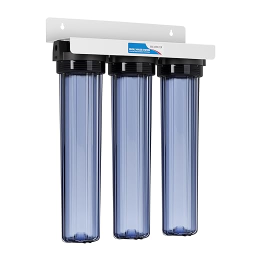 Max Water 3 Stage 20" x 2.5" Whole House Clear Water Filter System Without Filters