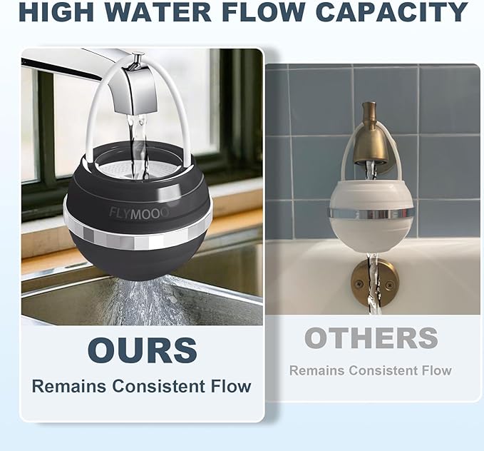 Bath Water Filter for Tub Faucet - 8 Stages Bathtub Water Filter Reduces Contaminants for Softer, Smoother Skin - 2,500 Gallons of Filtration, BPA Free (Black) - AquaVibe