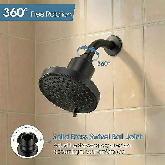 6" Shower Head and 25 Stage Shower Filter Combo, High Pressure 7 Spray Settings Filtered Showerhead with Water Softener Filter Cartridge for Hard Water Remove Chlorine and Harmful Substances(Black)