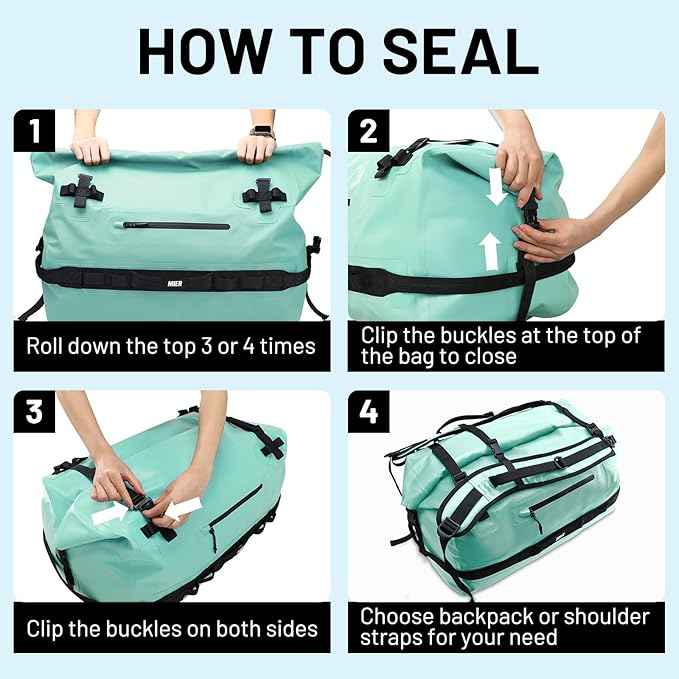 MIER Waterproof Duffel Bag Motorcycle Dry Bag Backpack Large Roll-Top Heavy Duty Dry Duffle Bags for Kayaking Camping Boating Gym Beach Cruise Ship, 60L/80L