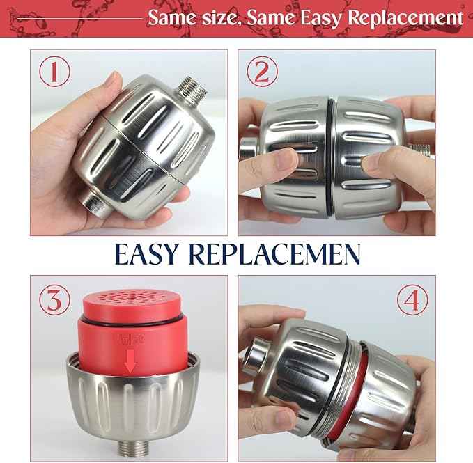 Heavy-duty Strawberry-Fragrant Shower Filter Replacement Cartridge.Compatible with SF500 & SF400.Reduce Hard Water| Chlorine | Chemical.For Hair Loss & Skin Allergies.Tylola MAX Model