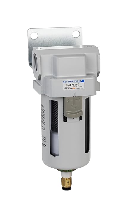 PneumaticPlus SAFM400-N06BD Compressed Air Coalescing Filter, 0.1 Micron, 3/4" NPT - Poly Bowl, Auto Drain, Bracket - AquaVibe
