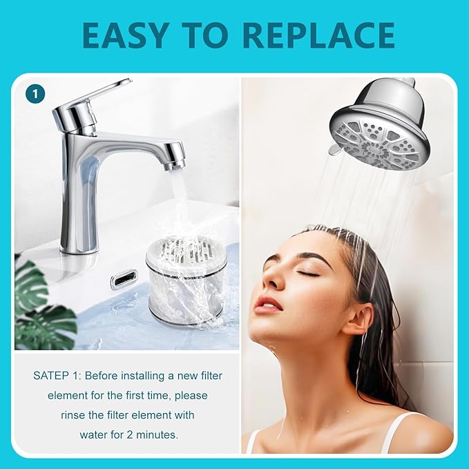 Replacement Shower Filter Cartridge Compatible With MakeFit H5H117 H5H117CP Filtered Shower head for Hard Water Reduce Chlorine and Harmful Substances (3-Pack)