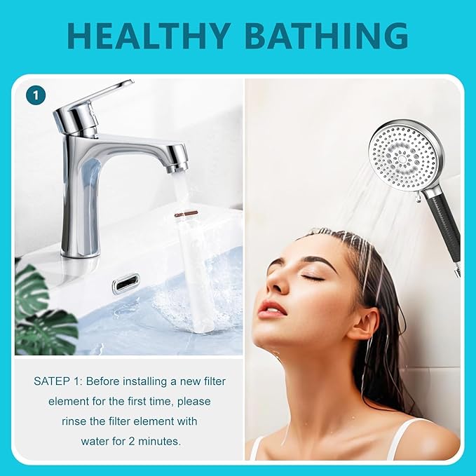 Muvzeznli replacement shower filter cartridge compatible with Fitespot filtered handheld shower head, multi-stage shower filter for hard water (4Pack)