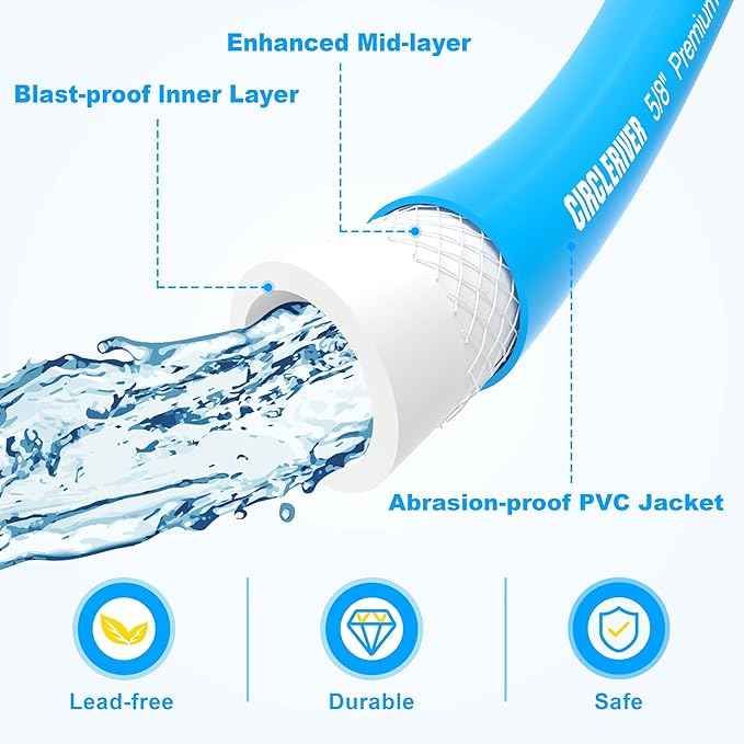 RV Water Hose 50FT, 5/8" Premium RV Drinking Water Hose for RV, Camping, Marine, Trailer and Truck, BPA Free, Anti-Kink and Leak-Free, Drinking Water Safe-Blue