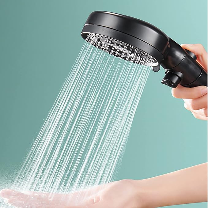 Shower Head, High Pressure for Low Pressure, Rainfall Shower Heads Handheld with Filter for Hard Water to Increase Pressure, 3 Adjustable Spray Modes with Water Stop Button, Black