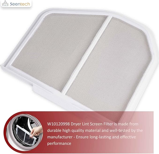 LIFETIME W10120998 Dryer Lint Screen Filter by Seentech - Compatible with Whirlpool Kenmore Roper Sears Dryers. Replace for 1206293 3390721 8066170 8572268 PS1491676 W10049370 W10178353 W10596627