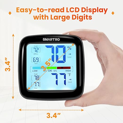 SMARTRO SC42 Professional Digital Hygrometer Indoor Thermometer Room Humidity Gauge Pro Accuracy Calibration 2 Pieces (2)