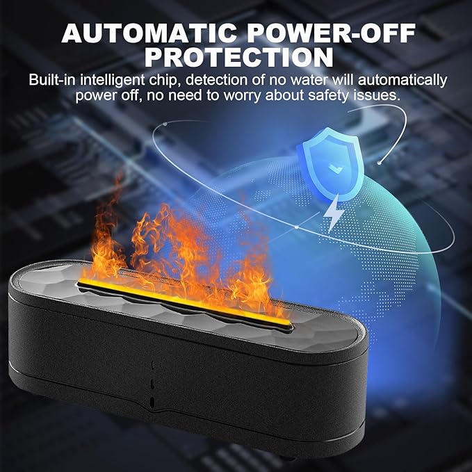 Colorful Fire Flame Humidifier: 260ml Aroma Essential Oil Spray Diffusers Ultrasonic Volcano Humidifier Noiseless with Timer Auto-Off 7 Flame Colors Cool Mist Diffusers for Home,Office,Yoga(Black)