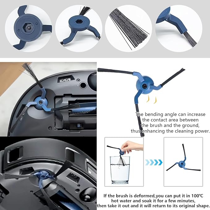 Yivy 29 Pack Accessories Kit Replacement Parts Compatible with Eufy X10 Pro Omni Robotic Vacuum Cleaner,2 Main Brushes,6 Sweeping Brushes,4 HEPA Filters,6 Vacuum Bags,8 Mop Pads,etc. - AquaVibe