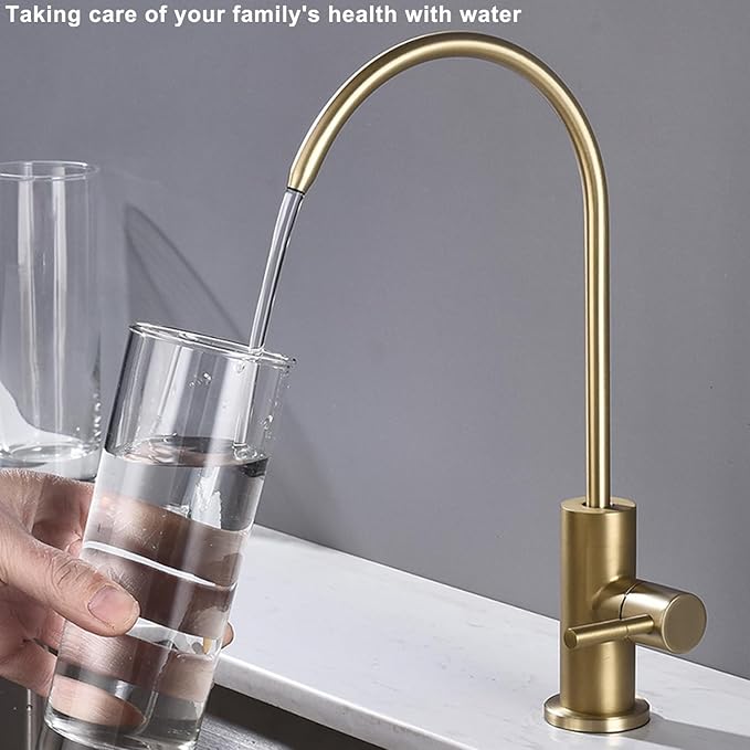Brushed Gold Drinking Water Filter Faucet for Kitchen Sink Reverse Osmosis Ro System, Lead-Free Sus Stainless Steel with Brass Finish