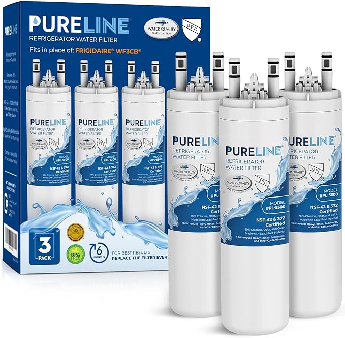 Pureline Replacement for WF3CB Refrigerator Water Filter, Compatible with Pure Source 3 Water Filter (3 Pack)