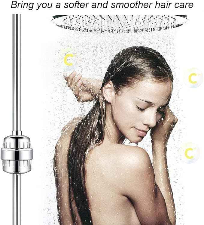 32 Stage Shower Filter with Vitamin C for Hard Water - Water Softener Shower Head Filter with Replaceable Multi-Stage Filter Cartridge to Remove Chlorine, Heavy Metal