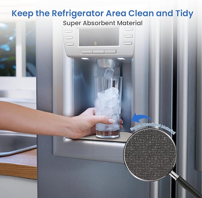 GLACIER FRESH Cuttable Refrigerator Drip Catcher, Water Absorbent Fridge Water Dispenser Drip Tray, Replacement for Whirlpool, GE, Samsung Fridge Accessories, Grey (Rectangular - 2pcs) - AquaVibe