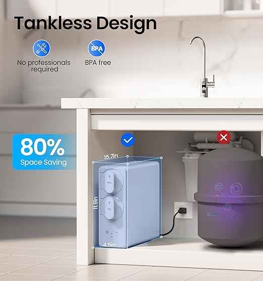 Reverse Osmosis System, 10-Stage 600 GPD Tankless Reverse Osmosis Water Filter, Under Sink RO Water Filtration System with Smart LED Faucet, NSF/ANSI 42 & 58 Certified, 3:1 Pure to Drain