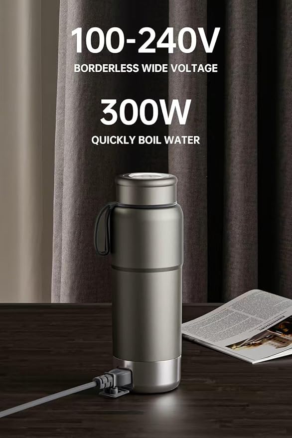 380ML Pure Titanium Electric Kettle - FDA Food Contact Tested, BPA-Free, Double-Layer Vacuum Sealed, 100V-240V, Smart Temp Control, Fast Boil, Portable Travel Water Heater for Tea
