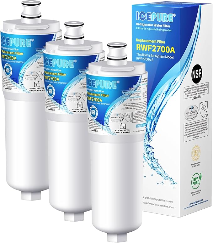 ICEPURE CS-52 Replacement for Bosch 640565 Refrigerator Water Filter, Whirlpool WHKF-R-PLUS, EVOLFLTR10, Cuno CS-52, CS-51, CS-450, CS-451, CS-452, CS-512, 5553629, 5586605, W1085590, 3PACK