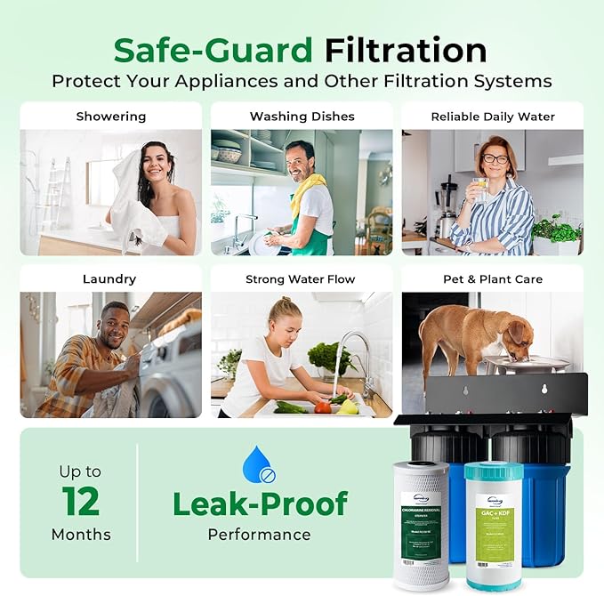 iSpring WGB21B-KSNC Whole House Water Filter System, SGS-Tested to Remove up to 94.4% of Chloramine, 5-Layer Filtration Reduces Heavy Metals, Lead, Chlorine, Sediment, VOC, 10” x 4.5” Filters