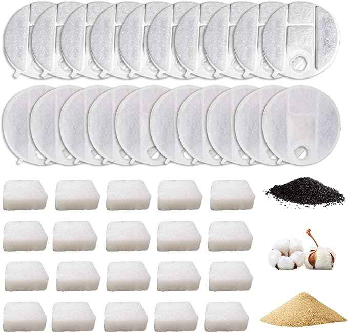 PLWF008 Dog Water Filter,40 Pack Replacement Filters Compatible with PETLIBRO Capsule 2.1Gal/8L Dog Fountain Water Dispensers(20 Active Carbon Filter+20 Pre-filter Sponge)