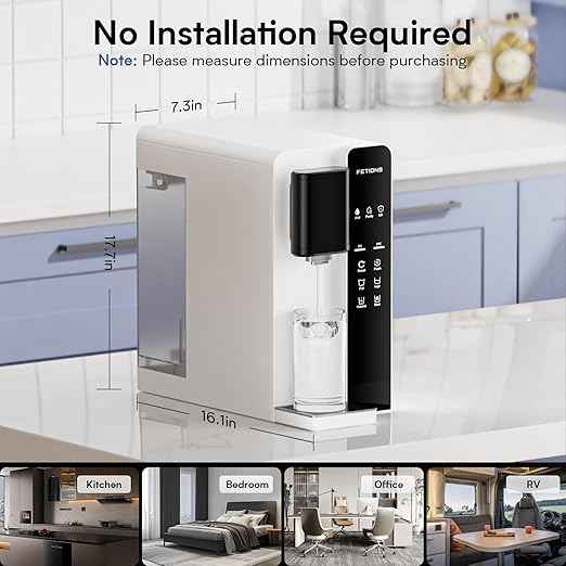 CT2 Reverse Osmosis Water Filter Countertop, 5-Stage RO Water Filtration System, Water Purifier for Home, No Installation, 4: 1 Pure to Drain