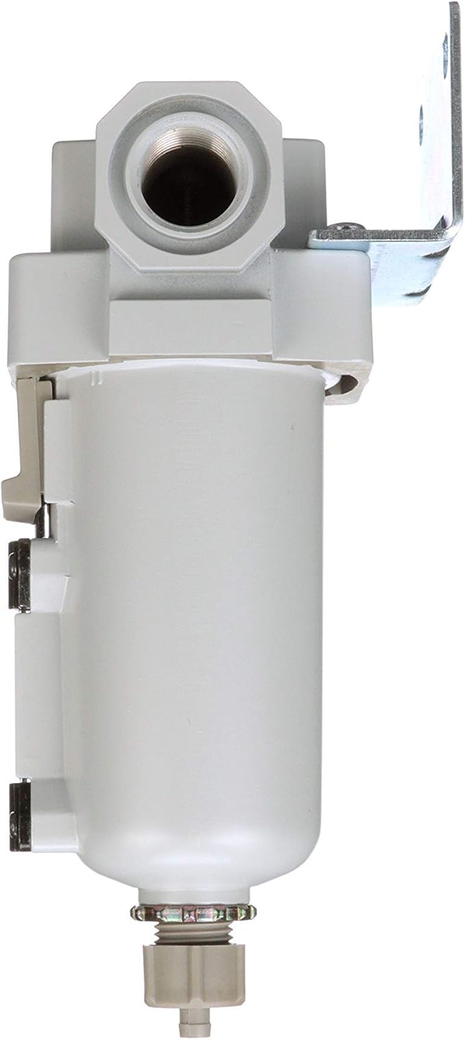 PneumaticPlus SAF400-N04B-MEP Compressed Air Particulate Filter 1/2" NPT, 10 Micron - Metal Bowl w/Manual Drain, Bracket - AquaVibe