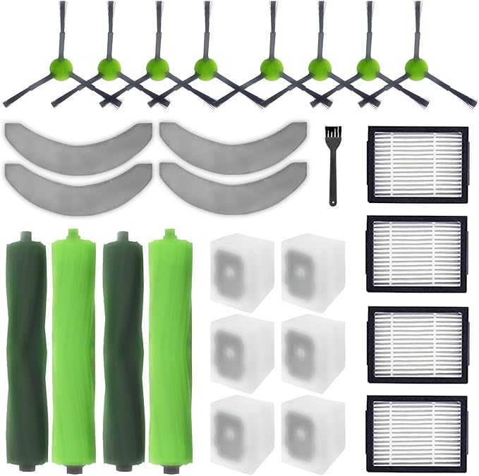 Replacement Parts Specific for R-oomba Combo 10 max j9+ j7+/Plus Robot Vacuum Cleaner,Accessories Inclue 2 set Roller Brushes,4 Filters,4 Microfiber Mopping Pad,8 Side Brushes,6 Dust bags - AquaVibe